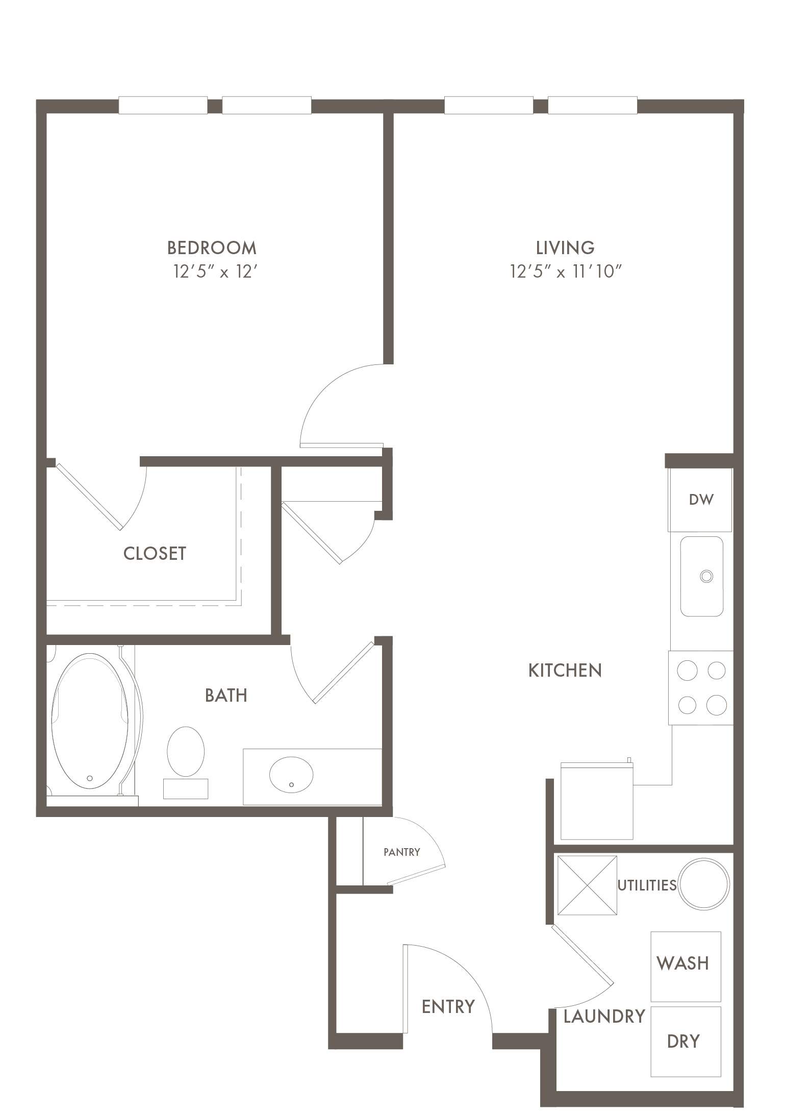 A AS1 unit with 1 Bedrooms and 1 Bathrooms with area of 707 sq. ft